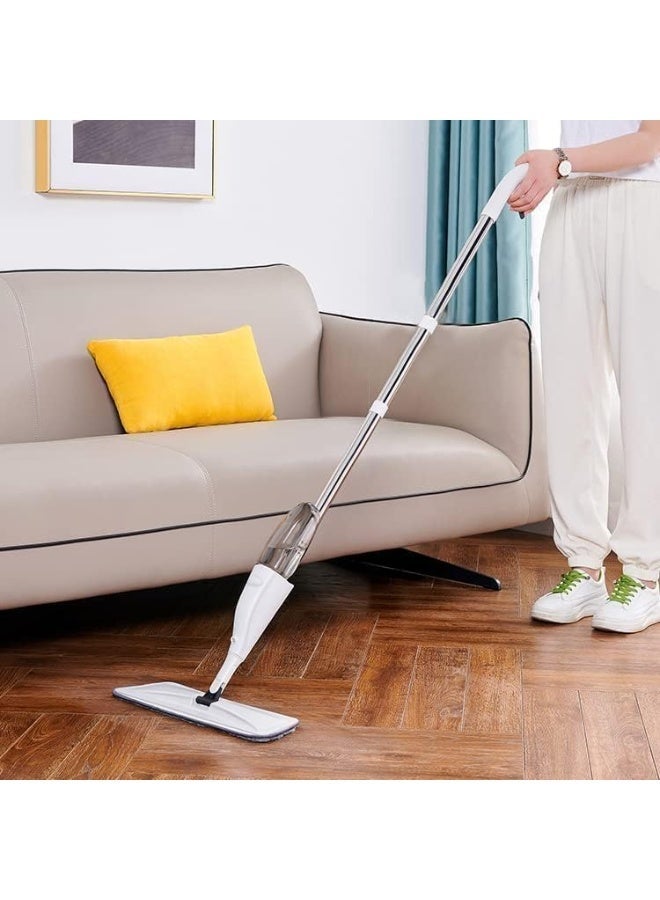 مساحة ارضيات مع بخاخ ماء دوارة بزاوية 360 درجة ومزودة بخزان ماء لتلميع الارضيات والسيراميك والحمام والمطبخ مساحة مزودة ببخاخ مع وسادة قابلة للغسل من المايكروفايبر سهلة الدوران بزاوية 360 درجة لتنظيف الأرضيات للمنزل والمكتب مصنوعة من الألومنيوم - Image 2